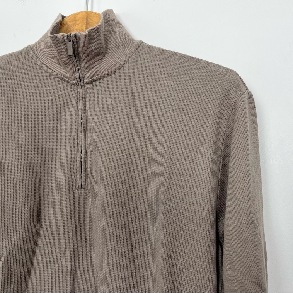 Sunday Best Light Brown‎ Taupe Baby Waffle Quarter Zip Sweater Size Small - Picture 8 of 11